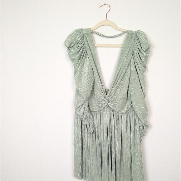 Sabina Musáyev Metallic Mint Green Morgana Long Sleeve Mini Dress Size L - Picture 4 of 13